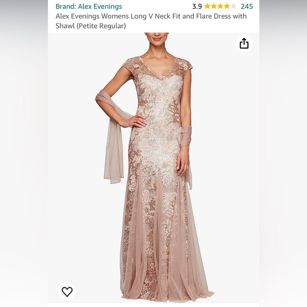 Alex Evenings Rose Gold Wedding Guest Mother Of The Bride Prom Gown Size 6P